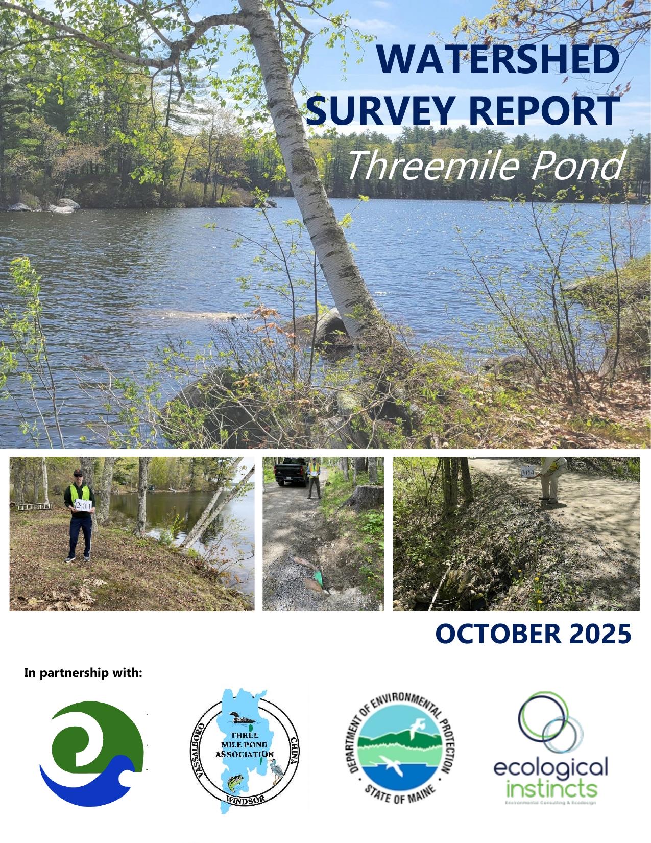 Cover thumbnail of the Threemile Pond Watershed Survey report